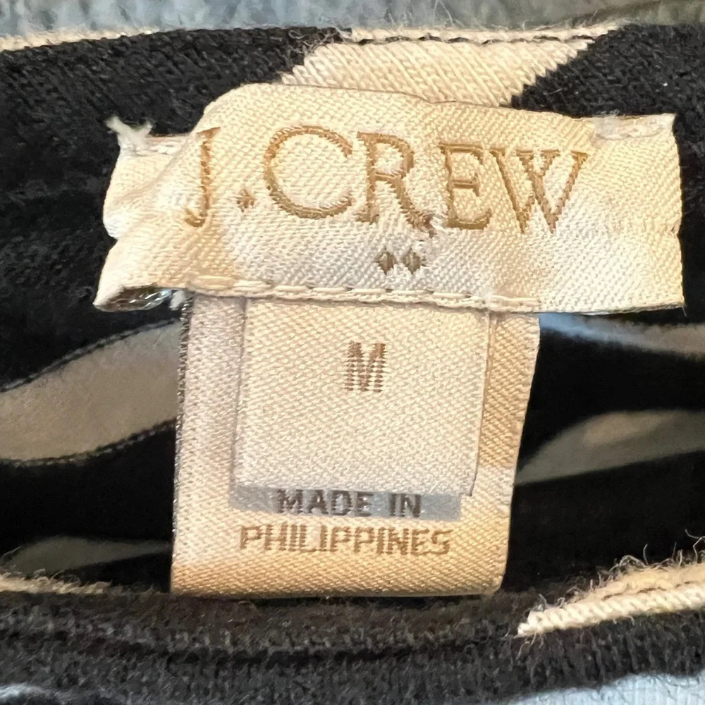 J Crew Black/White striped shirt with nylon‎ accent cuffs - Picture 3 of 7